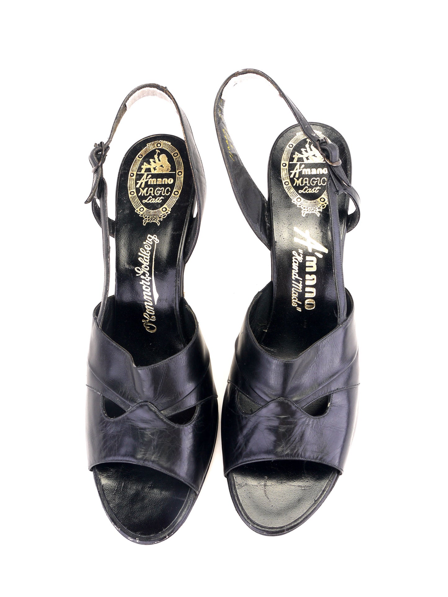 1950s Black 'Mask' Sandals by Amano UNWORN UK 8.5