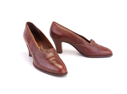 1930s Cognac Pumps by F Pinet UK 5.5