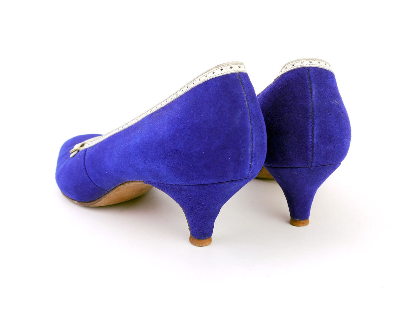 1950s Royal Blue Kitten Heel Pumps Shoes UK 4.5