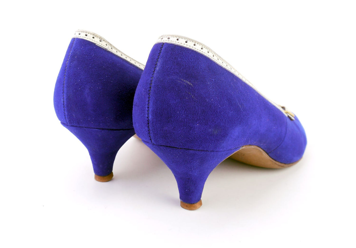 1950s Royal Blue Kitten Heel Pumps Shoes UK 4.5