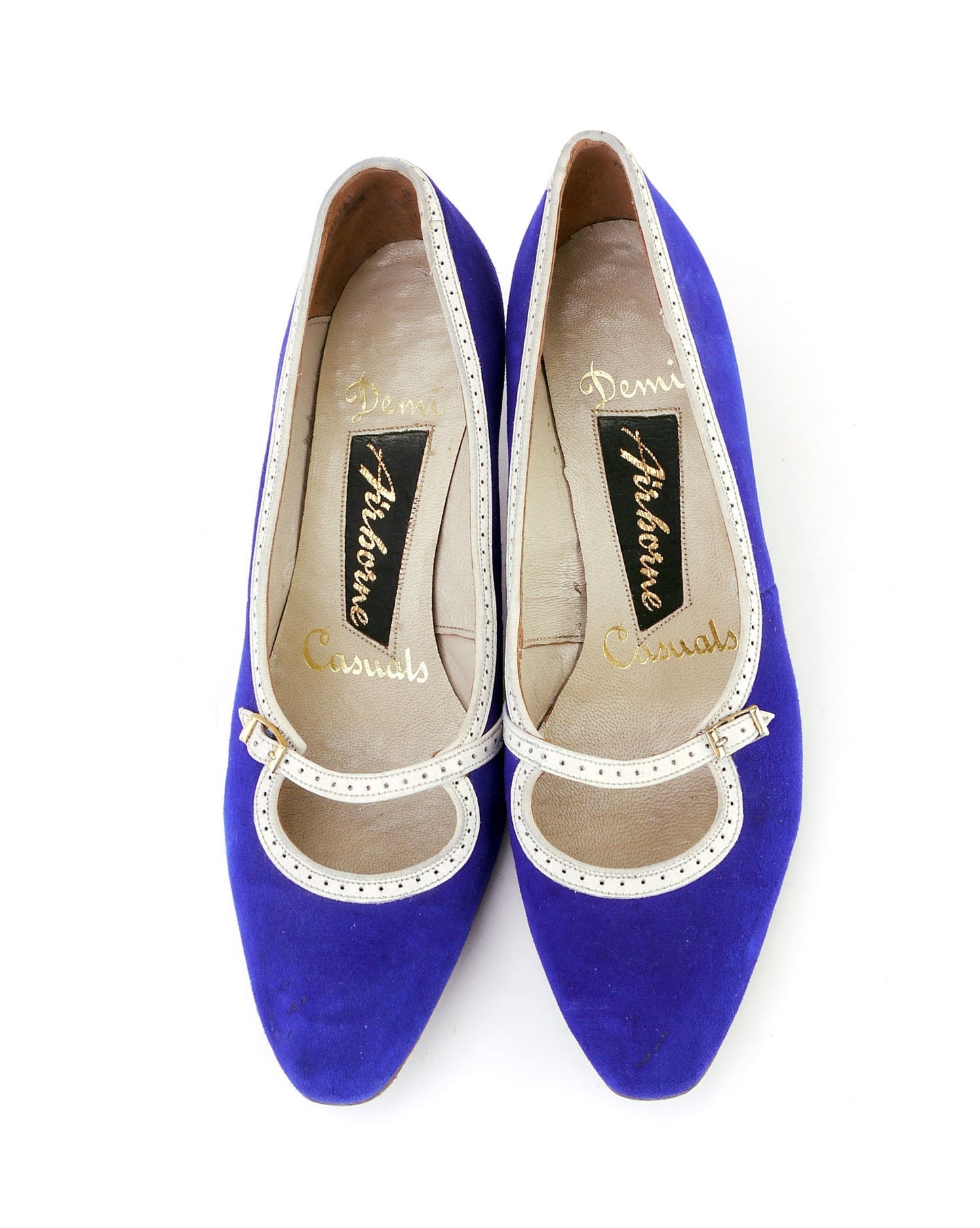 1950s Royal Blue Kitten Heel Pumps Shoes UK 4.5