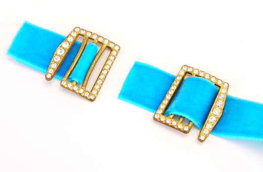 1930s Large Rhinestone Shoe Buckles by LW Paris
