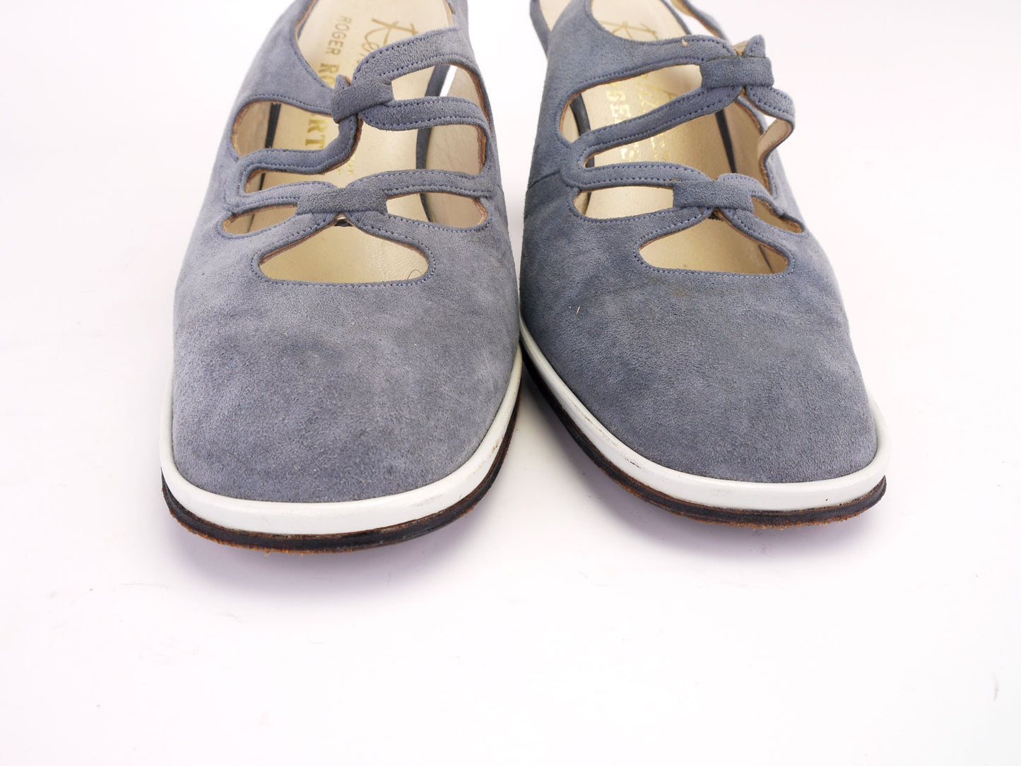 Gorgeous 1970s Grey Suede Slingbacks by Renata UK 3.5