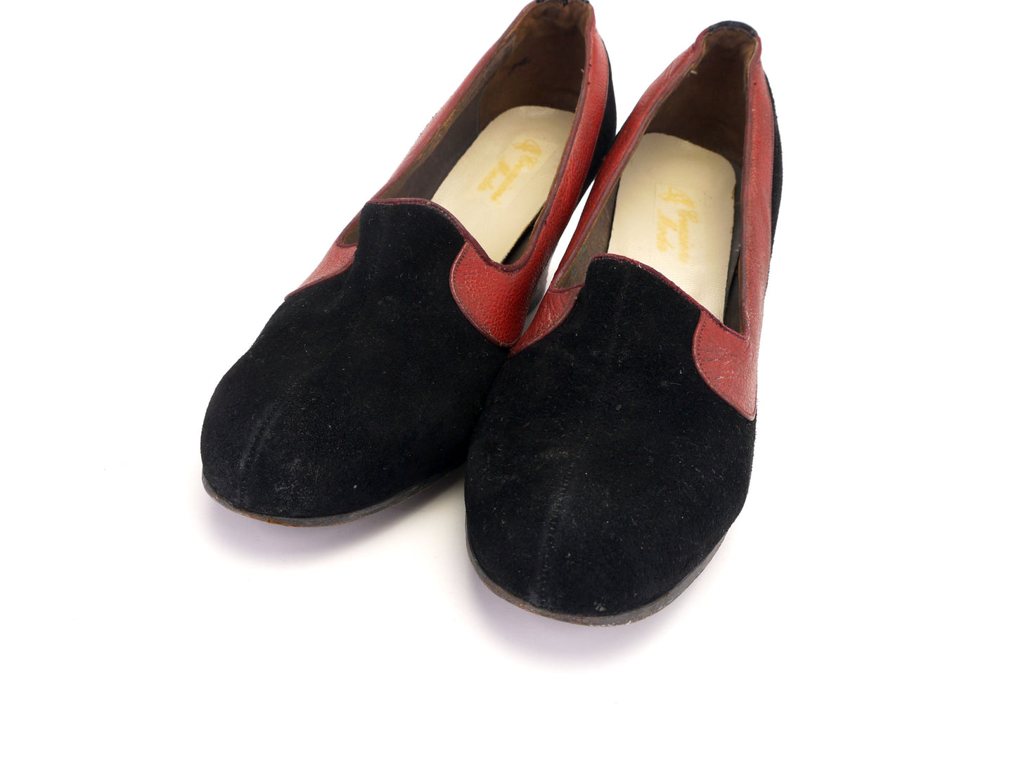 Red & Black Early 1940s Wedge Shoes by Sperope UK 4.5