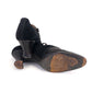 1920s Black Suede & Leather Bar Shoes UK 4