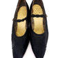 1920s Black Silk Bar Shoes Mary Janes UK 4