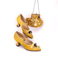 Rare 1920s Shoes & Bag Set Yellow Floral Mary Janes UK 3