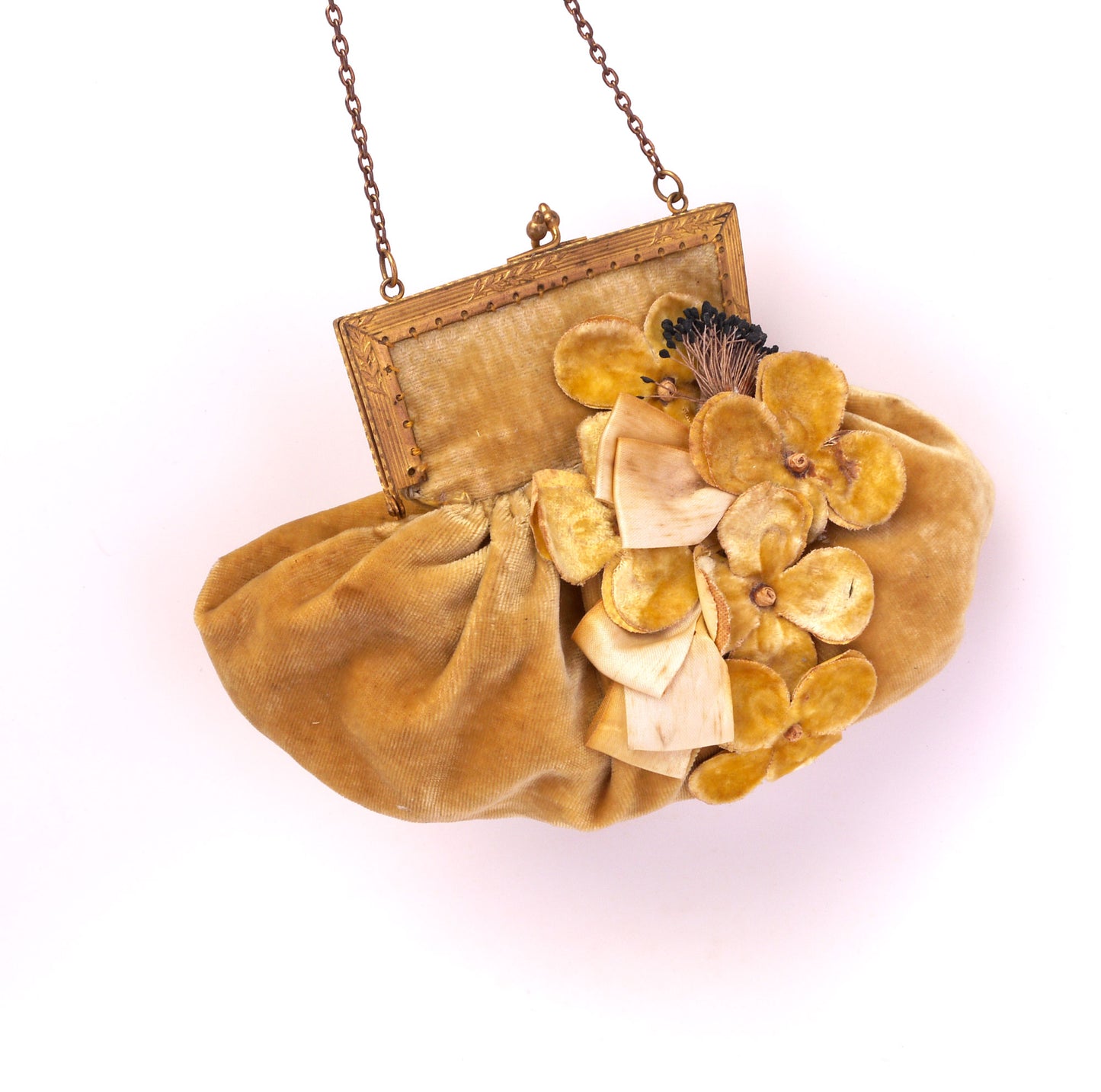 Rare 1920s Shoes & Bag Set Yellow Floral Mary Janes UK 3