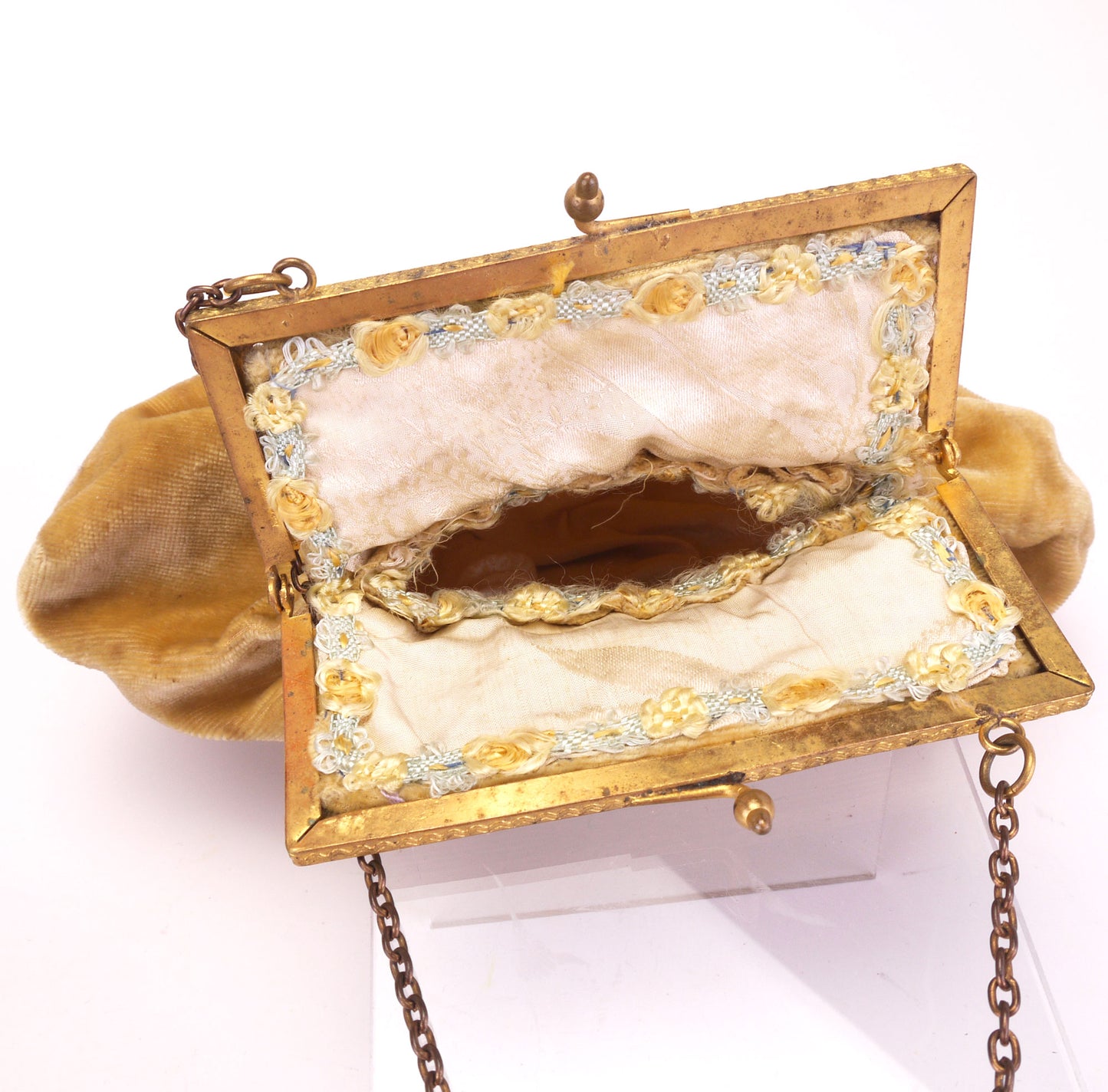 Rare 1920s Shoes & Bag Set Yellow Floral Mary Janes UK 3