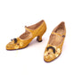 Rare 1920s Shoes & Bag Set Yellow Floral Mary Janes UK 3
