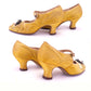 Rare 1920s Shoes & Bag Set Yellow Floral Mary Janes UK 3
