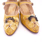 Rare 1920s Shoes & Bag Set Yellow Floral Mary Janes UK 3