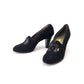 1930s Black Suede Pumps w Patent Heels UK 6