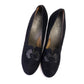 1930s Black Suede Pumps w Patent Heels UK 6