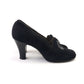 1930s Black Suede Pumps w Patent Heels UK 6