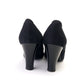 1930s Black Suede Pumps w Patent Heels UK 6