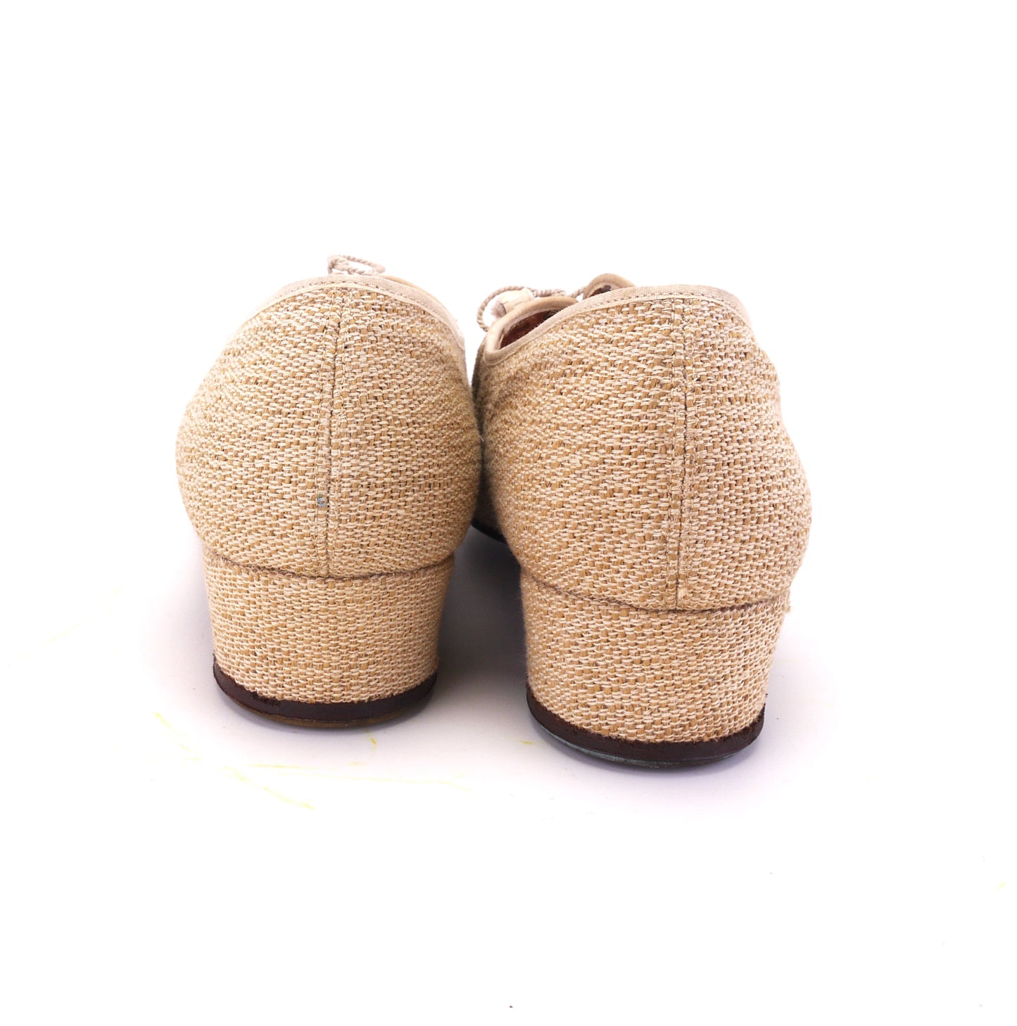 1930s Unworn Beige Hopsack Summer Shoes UK 4