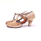 Incredible 1930s Snakeskin T Bar Sandals UK 7