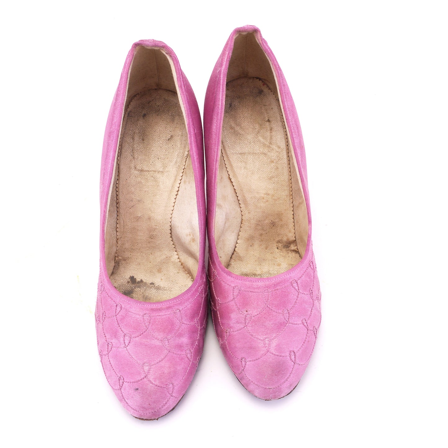 1930s High Heel Pink Satin Pumps UK 3