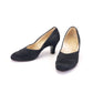 1930s Black Silk Satin Pumps UK 4