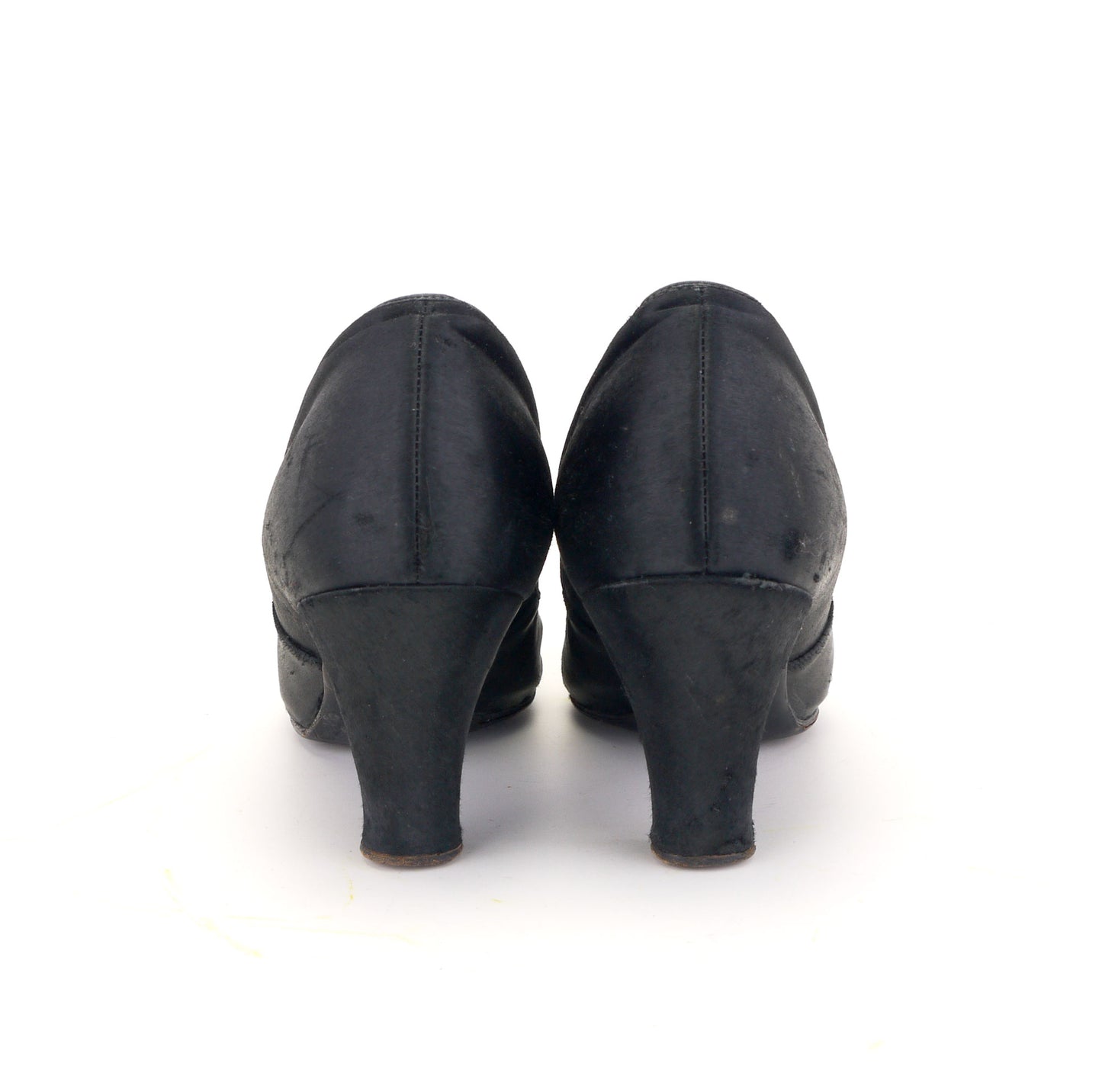 1930s Black Silk Satin Pumps UK 4