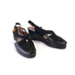 1940s Black Leather & Suede Slingback Wedges UK 5
