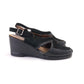 1940s Black Leather & Suede Slingback Wedges UK 5