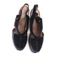 1940s Black Leather & Suede Slingback Wedges UK 5