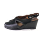 1940s Black Leather & Suede Slingback Wedges UK 5
