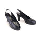 1940s Hand Made Black Platform Slingbacks UK 6