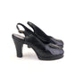 1940s Hand Made Black Platform Slingbacks UK 6