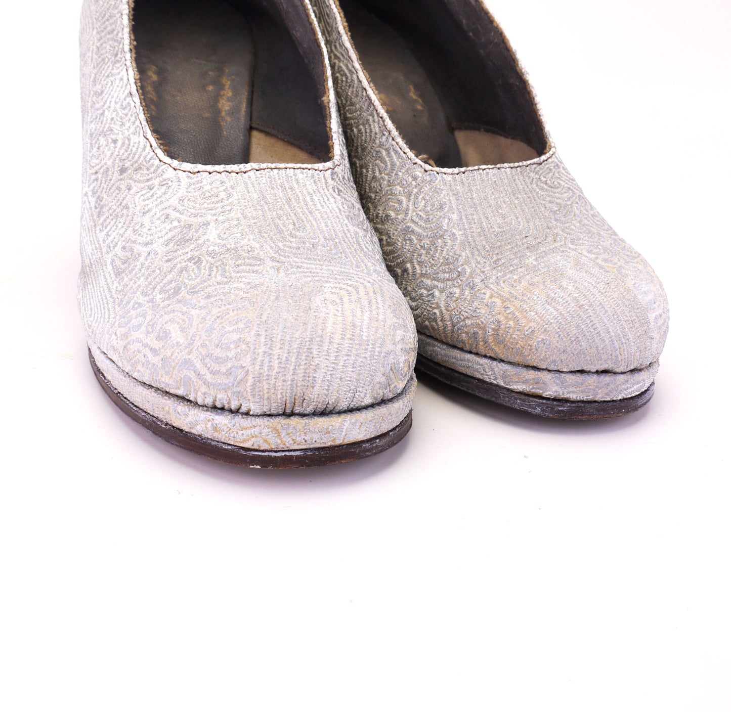 1940s Silvery White Platform Pumps UK 5.5