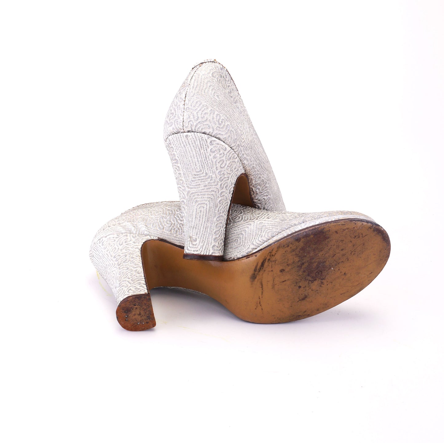 1940s Silvery White Platform Pumps UK 5.5