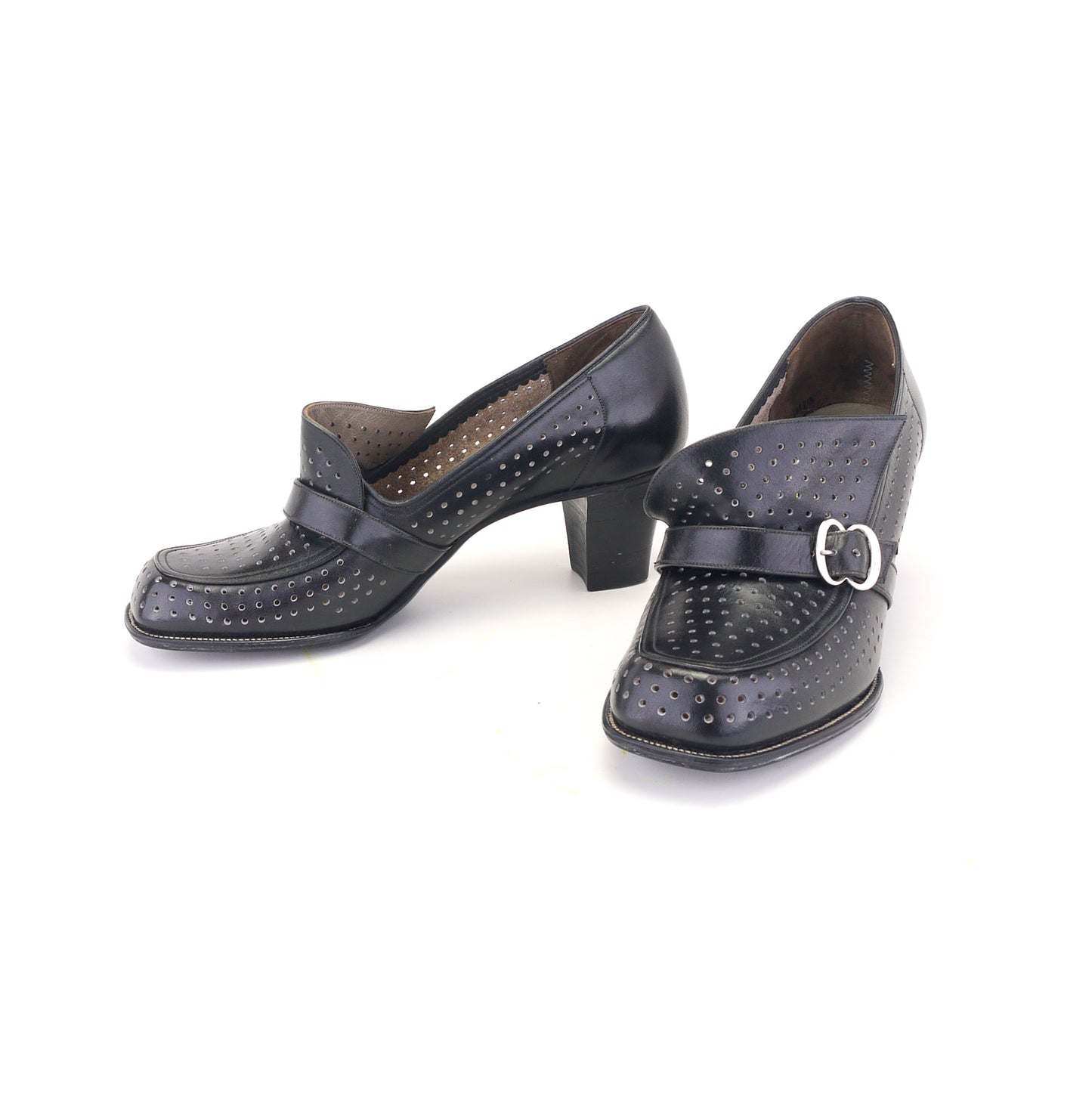 1950s Deadstock Black Perforated Shoes by Clarks UK 5.5