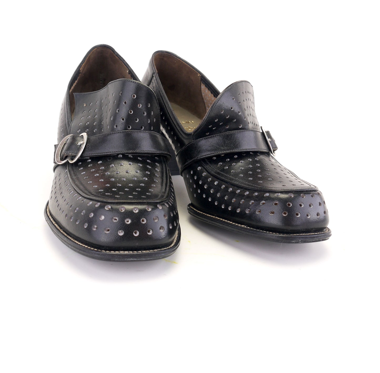 1950s Deadstock Black Perforated Shoes by Clarks UK 5.5