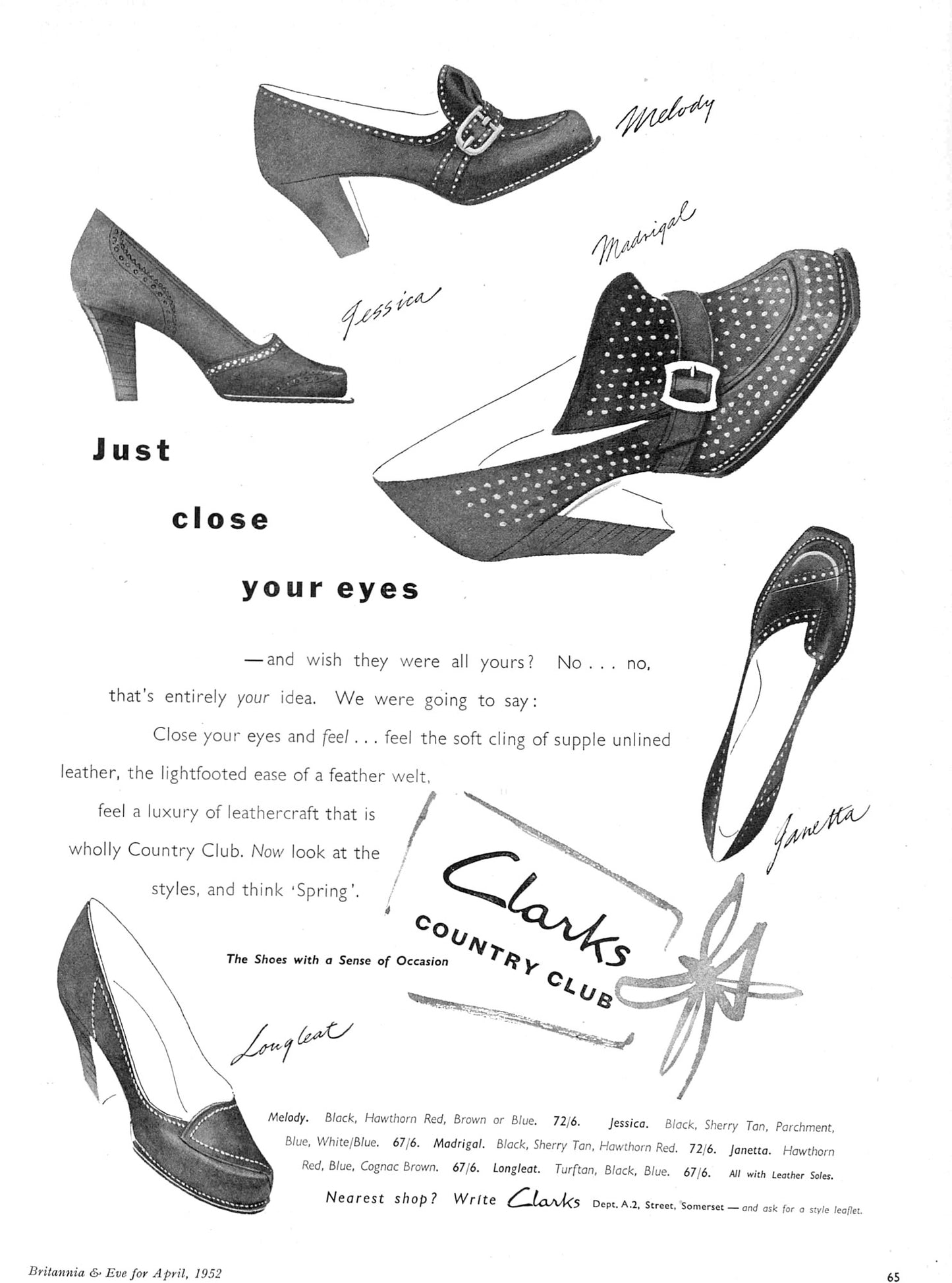 1950s Deadstock Black Perforated Shoes by Clarks UK 5.5