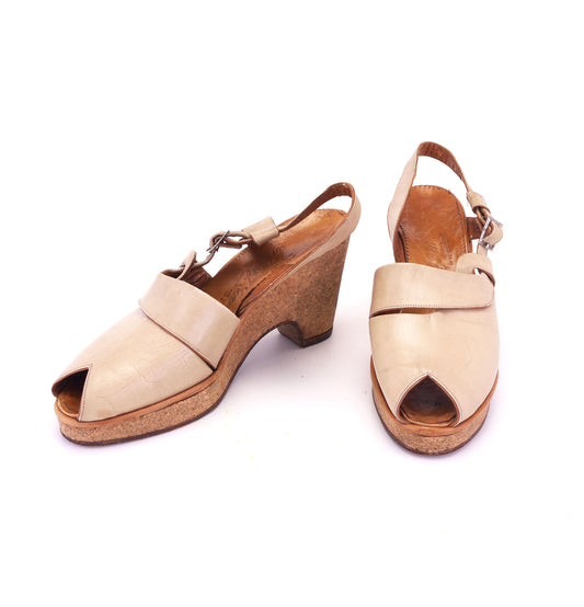 1940s Cork Platform Sandals by Gani UK 5