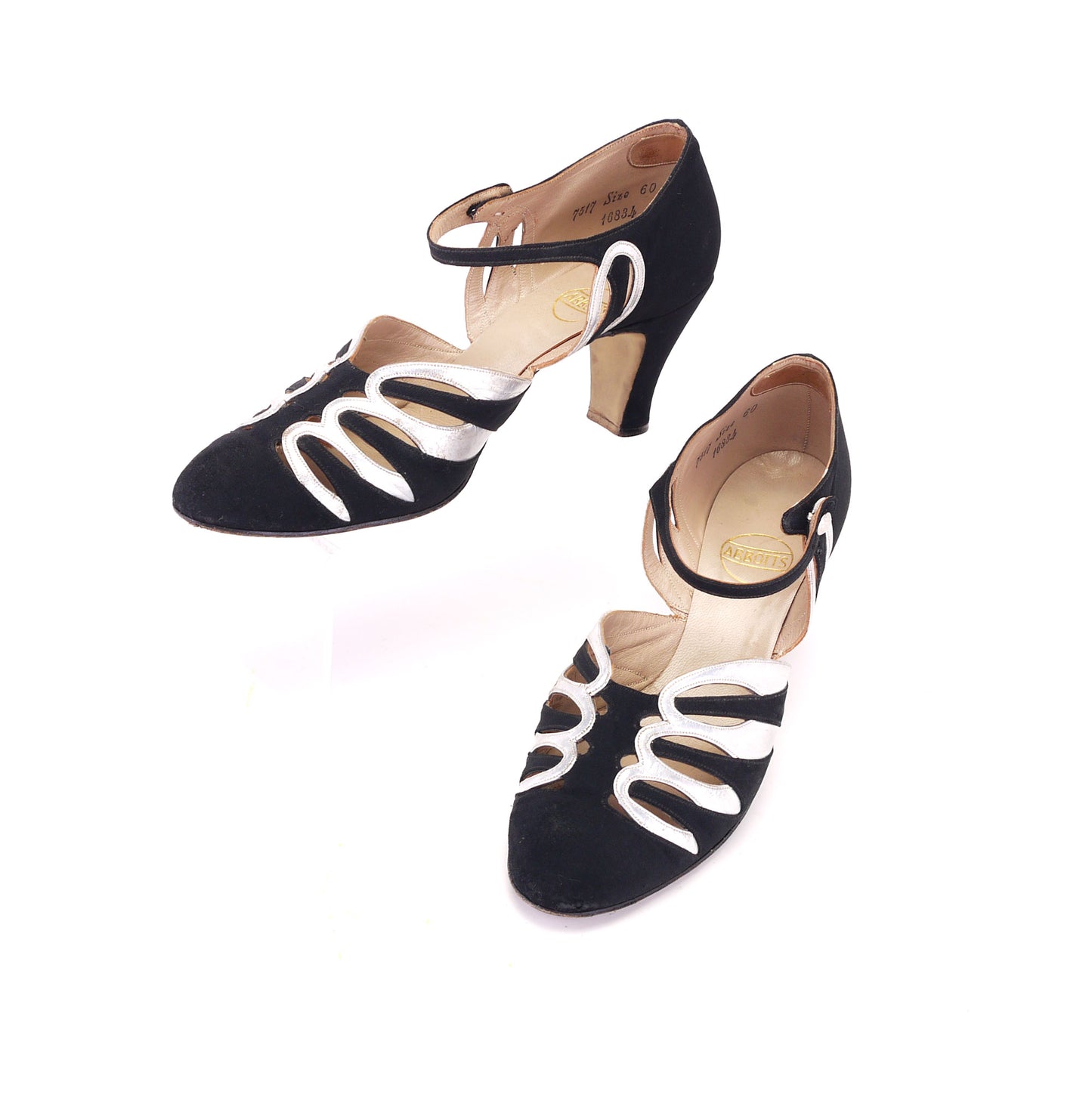 1930s Black & Silver Evening Sandals by Abbotts UK 6