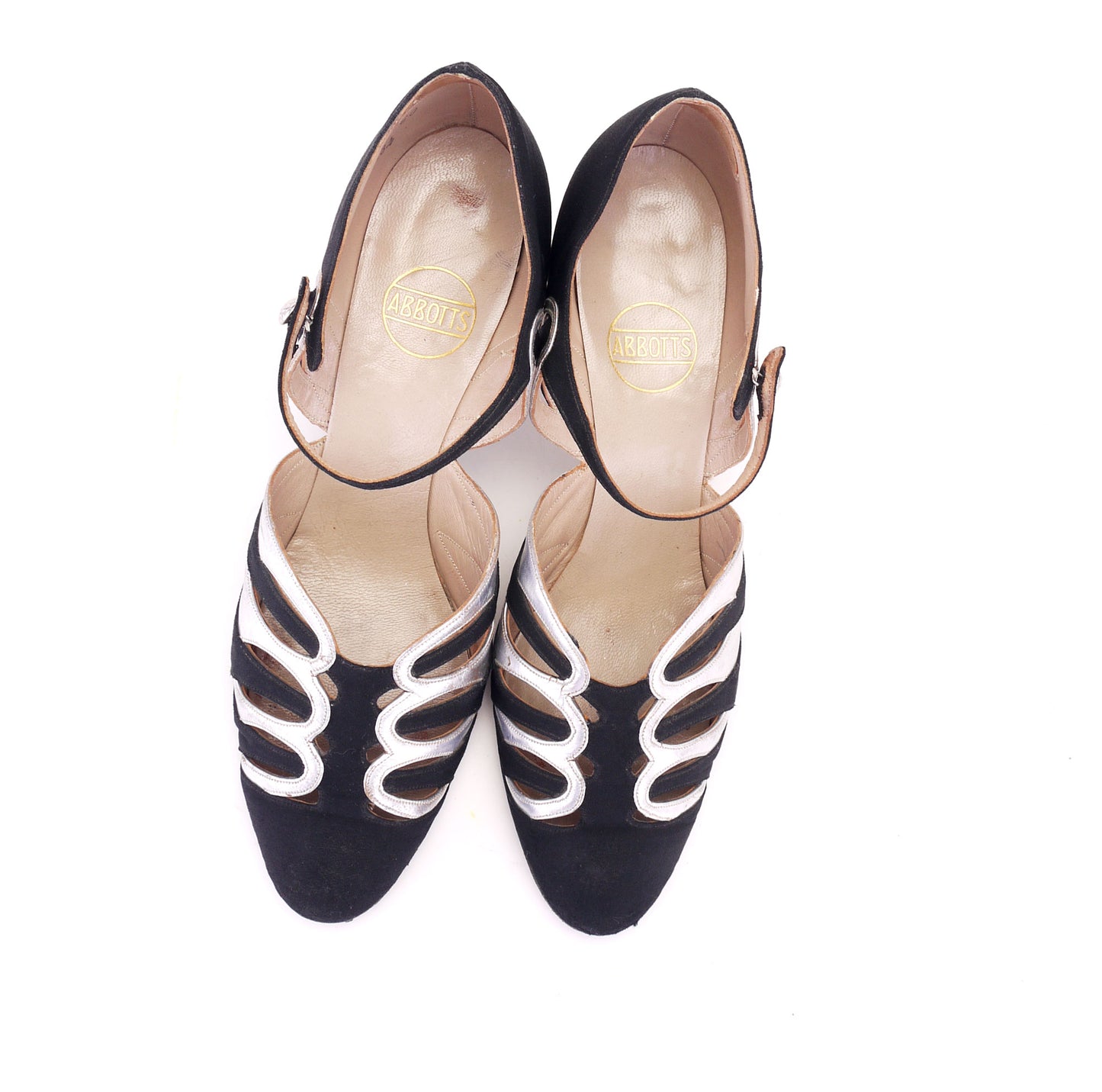 1930s Black & Silver Evening Sandals by Abbotts UK 6