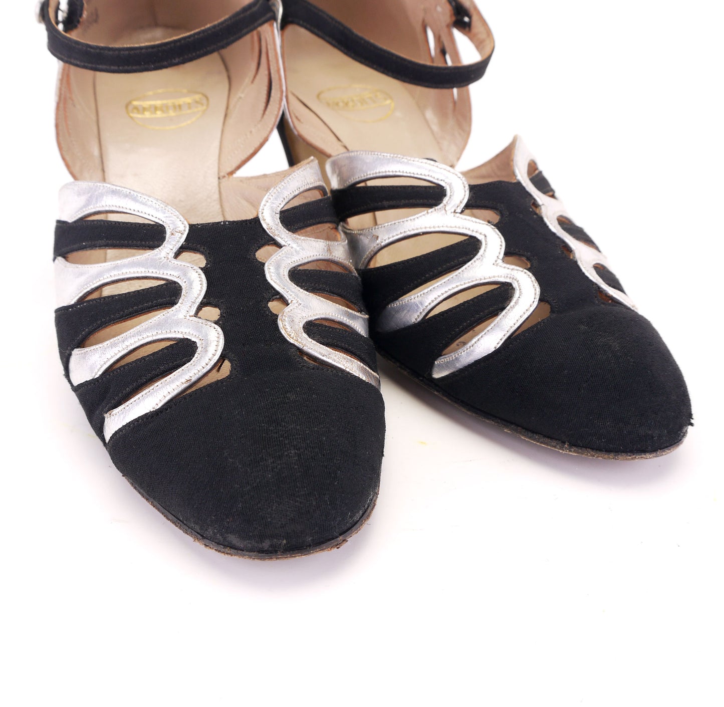 1930s Black & Silver Evening Sandals by Abbotts UK 6