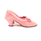 1920s Pink Quilted Slipper with Rosette UK 5