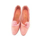 1920s Pink Quilted Slipper with Rosette UK 5