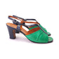 1970s Green & Navy Alende Slingback Sandals UK 5.5