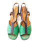 1970s Green & Navy Alende Slingback Sandals UK 5.5