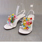 1970s Amalfi Beach Sandals with Plastic Flowers UK 6