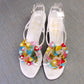 1970s Amalfi Beach Sandals with Plastic Flowers UK 6