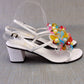 1970s Amalfi Beach Sandals with Plastic Flowers UK 6