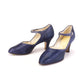 1930s Blue Satin Bar Shoes by Babers UK 4.5