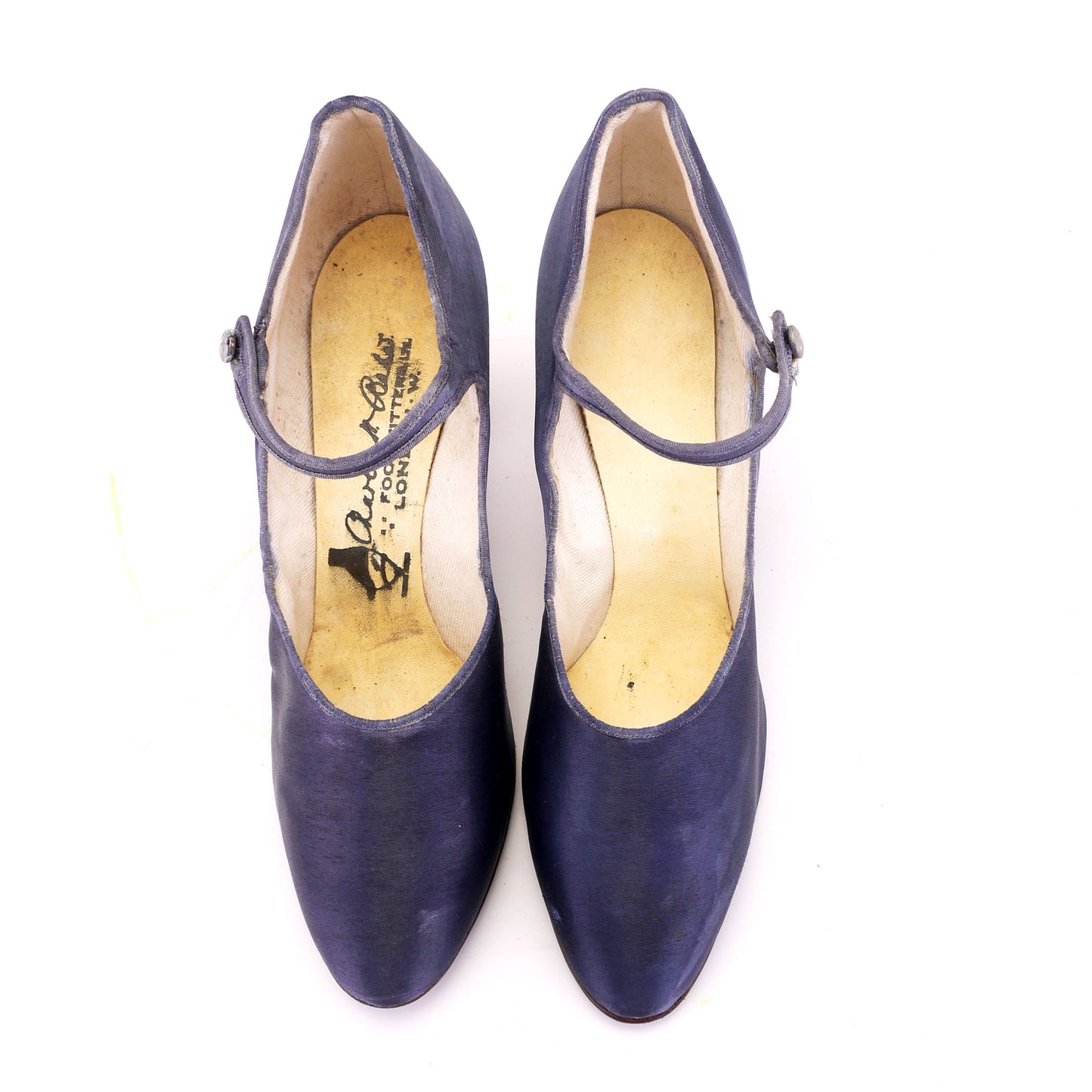 1930s Blue Satin Bar Shoes by Babers UK 4.5