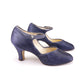 1930s Blue Satin Bar Shoes by Babers UK 4.5